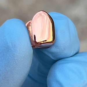 14K Rose Gold Plated Tooth Cap Real 925 Sterling Silver Single One Tooth Grillz - Picture 1 of 12