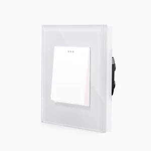Design WIPP Taster Lichtschalter 1 Fach Glasrahmen Wippschalter Weiss LUXUS-TIME - Picture 1 of 7