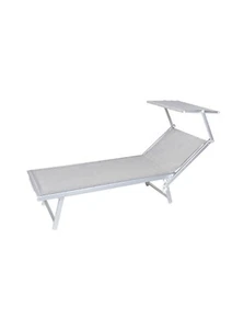 Lettino da Spiaggia Pieghevole con Parasole Alluminio per Mare Piscina Giardino - Foto 1 di 3