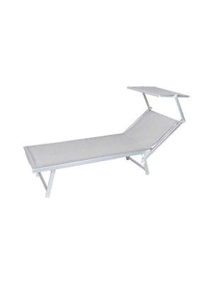 Lettino da Spiaggia Pieghevole con Parasole Alluminio per Mare Piscina Giardino - Immagine 1 di 3