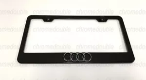 1pc 3D "4 Ring LOGO" - BLACK Stainless Steel License Plate Frame w/Screw caps - Picture 1 of 5