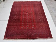 4'8 x 6'7 Hand knotted vintage afghan turkmen morigul area rug, 4x6 persian rug
