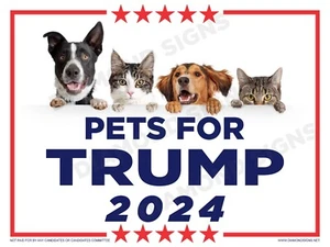 Haustiere für Trump 2024 Hof Rasen Schild 18x12 doppelseitig - Bild 1 von 1