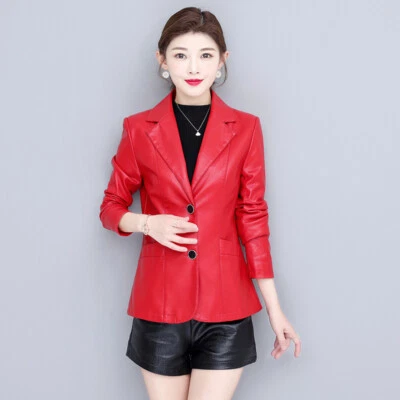 Autumn Short Women's Leather Jacket Suit Short Women's Motorcycles Leather Suit - Image 1 of 4