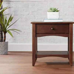 Cedar Springs Rectangular Sable Brown Finish Wood 1 Drawer End Table (21.97 in. - Picture 1 of 7