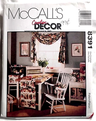 McCalls 8657 Sewing Pattern UNCUT Decor Organizer Covers Window Swag w Rosettes - Image 1 of 4