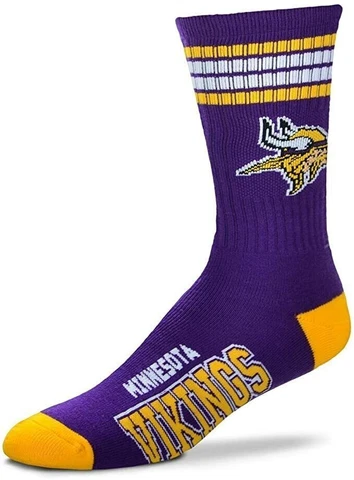 NEW Minnesota Vikings Socks Crew Length Large Size Mens 10-13 Shoe Cover