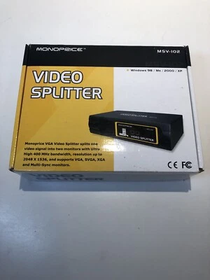 Monoprice MSV-102 SVGA VGA XGA Video Splitter 400 MHz New Old Stock  - Image 1 of 4