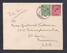 UK 1924 1/2D. & 1D ON CUNARD SHIP COVER LIVERPOOL PAQUETBOT CANCEL TO USA