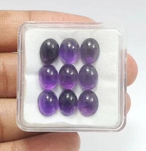 9Pcs Natural Rich Purple Oval Amethyst Cabochon AAA Quality Lot Loose Gems 9x7MM - Picture 1 of 7