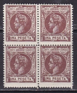 1905 - España - Elobey - Edifil 29 - 1p Castaño Rojizo - Bloque 4 - MNH - Imagen 1 de 2