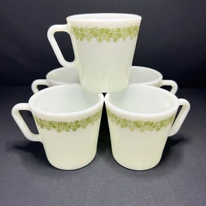 Corning/Pyrex Spring Blossom Milk Glass Coffee Mugs Set Of 5 Crazy Daisy - Picture 1 of 3
