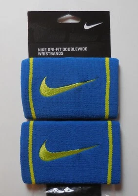 Nike Dri-Fit Doublewide Wristbands Varsity Royal/Volt 1 Pair - Image 1 of 4