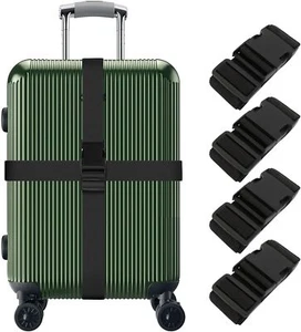 4 Pieces Luggage Straps, Heavy Duty with Quick-Release Buckle Suitcase Safe Belt - Picture 1 of 1