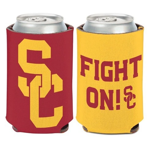 USC TROJANS 2 SIDED SOFT FOAM CAN HOLDER BOTTLE COOZIE KOOZIE COOLER HOLDER Cover