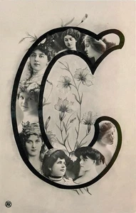C1910 Large Letter C women's Faces artist impression Postcard 25-6420 - Imagen 1 de 2