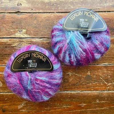 2 novelos ~ KING COLE fio de mistura de lã mohair luxo 50g #246 Florence roxo rosa - Imagem 1 de 4