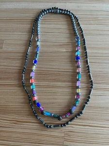 Lot Of Two Hematite, Metal and Glass Bead Necklaces - Picture 1 of 5