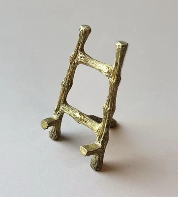 Vintage Brass Bamboo 3” Mini Easel Stand Hollywood Regency Display Holder MCM - Image 1 of 4