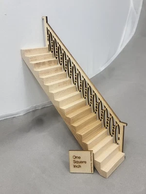 Half Scale 1/24  STAIRS #2 Right fits 5" ceilings  - dollhouse miniature USA - Image 1 of 3