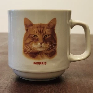 Vintage Morris The Cat White Ceramic Coffee Mug by Papel 9 Lives Mascot 70s 80s - Picture 1 of 6