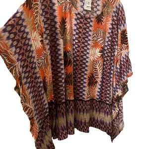 Ruby Rd. Multicolor Patterned Plus Size Boho Poncho Blouse Tribal Print (3X) - Picture 1 of 5