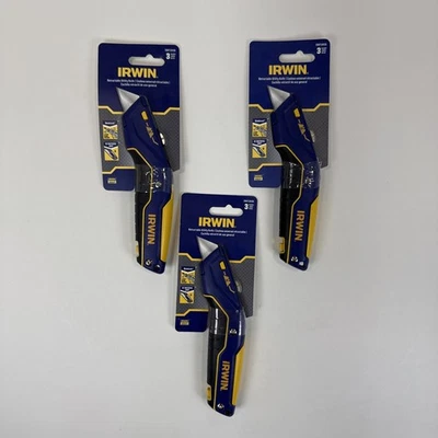 Paquete de 3 cuchillos utilitarios retráctiles IRWIN IWHT10436 con almacenamiento en hoja de herramienta Foto 1 de 4