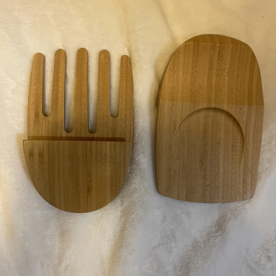 Pampered Chef Tongs Salad Tossing Serving Claws Bamboo Wood # 2288 - Image 1 of 2