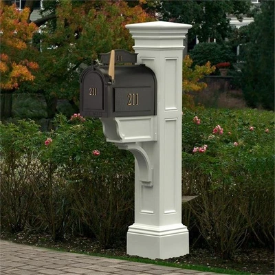 Pemberly Row Weatherproof Traditional Plastic Mail Post In White - Image 1 of 4