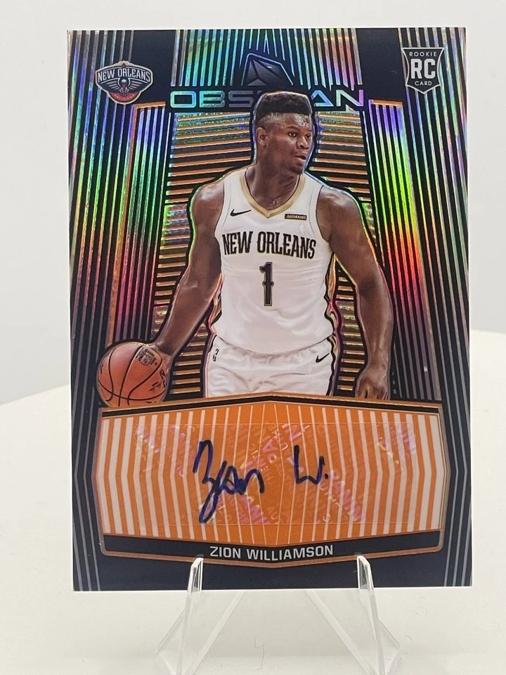 🔥 Obsidian Zion Williamson 2019 grabado eléctrico naranja novato automático/25 Foto 1 de 2
