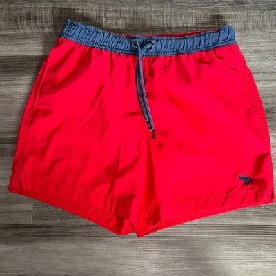 Abercrombie & Fitch small swim trunks, board shorts, red men’s beach lined - Image 1 of 4