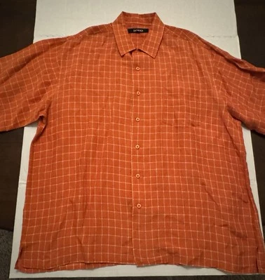 Pre Owned Good Bachrach Polo Button Down Orange Men Size XL - Image 1 of 4