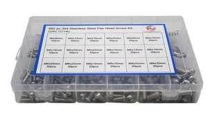 682 Piece 304 Stainless Steel Pan Head Screw Grab Kit Assortment - Picture 1 of 7