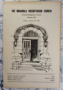 Vintage Indianola Presbyterian Church Columbus Ohio 1949 Church Program Flyer - Picture 1 of 3