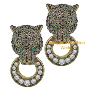 NWOT HEIDI DAUS "On The Prowl" Crystal Cheetah Drop Earrings Omega backs - Picture 1 of 4