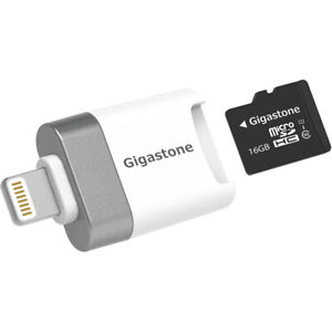 Gigastone iPhone microSD card reader [Apple Mfi Certified] with 16GB memory card