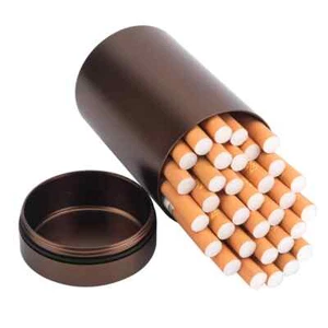 Titanium Aluminum Alloy Waterproof 30 Cigarette Case Tea Carrier Black or Silver - Picture 1 of 10