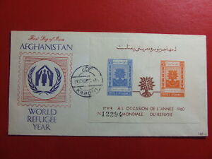 Ganzsache Briefmarke auf Umschlag, Welt Flüchtlingsjahr Afghanistan 1960