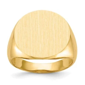 14K Solid Yellow Gold Mens Custom Engraved Signet Ring - Picture 1 of 100