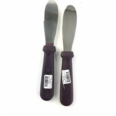 2 Lot Update International WS-6PH Butter Spreader SS with Brown Plastic Handle