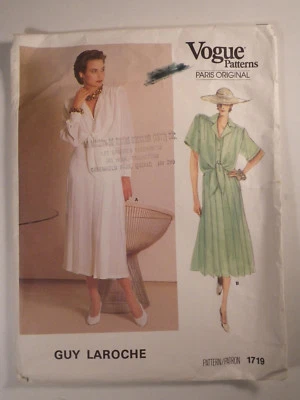 V-1719 Guy Laroche Designer Blouse Skirt Sewing Pattern Vogue Size 8 Complete - Image 1 of 4
