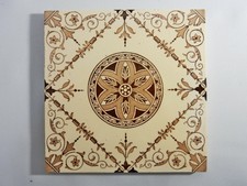Antique Original Tile Washstand Fireplace Wash Stand Victorian Cream Flower