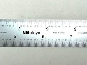 Mitutoyo 12" Scale 1/64, 1/32, 1/16, 1/8" Grad 4R Rigid Stainless Rule 182-121 - Picture 1 of 9