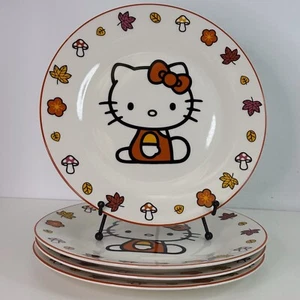 4 Dinner Plates Sanrio Hello Kitty Fall Thanksgiving Halloween Ceramic 10” New - Picture 1 of 5