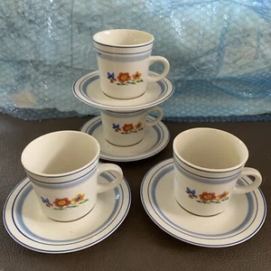 Vintage:International Stoneware Dinnerware - 4 x Dynasty Design Cup/Saucer Sets - Picture 1 of 6