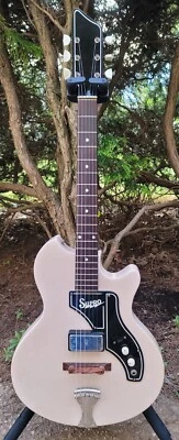 SUPRO KINGSTON, VINTAGE 1960's, CORAL PINK/LIGHT PINK/?/ WHITE/OFF-WHITE/?, RES- - Image 1 of 4