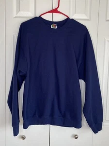 Fruit of the Loom Premium Sweatshirt Crew Neck Unisex Blue Blank Women's Sz L - Picture 1 of 3