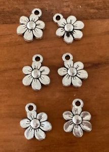 Antique Silver charms, Daisy, Flowers, 6pc, 10x13mm, Jewellery Making, Crafts - Picture 1 of 4