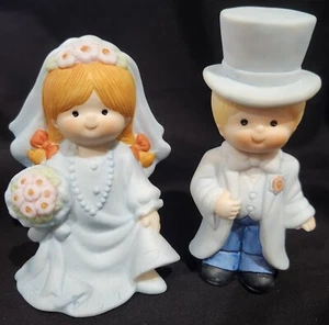 Enesco EIC Novia y Novio Niños FIGURAS DE BODA Decoración de Pasteles De Colección 1987 - Imagen 1 de 12