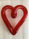 Dynasty Gallery Red Hand blown Glass Art Heart  7.25” Heavy Paperweight/Decor